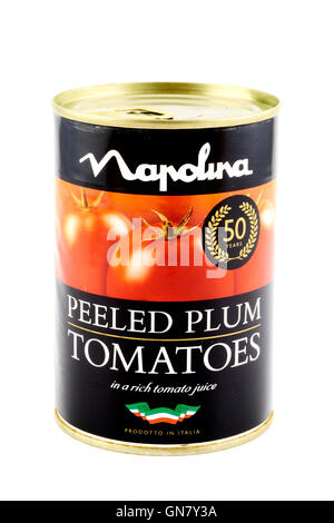 Napolina Peeled Plum Tomatoes Stock Photo