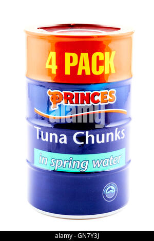 4 Pack Princes Tuna Chunks In Spring Water Stock Photo