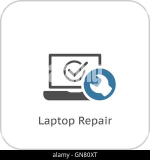 Laptop Repair Icon. Flat Design. Stock Vector