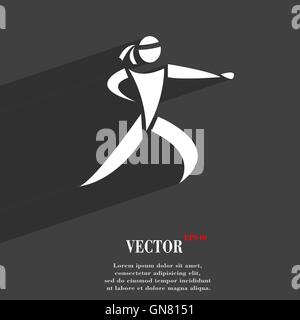 Karate kick symbol Flat modern web design with long shadow and space for your text. Vector Stock Vector