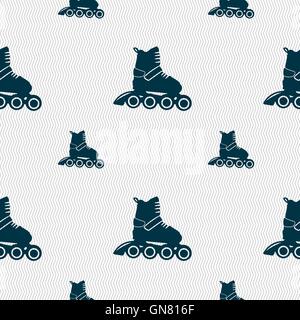 roller skate icon sign. Seamless pattern with geometric texture. Vector Stock Vector