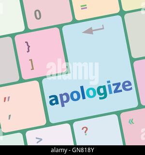 keyboard keys with enter button, apologize word on it vector illustration Stock Vector