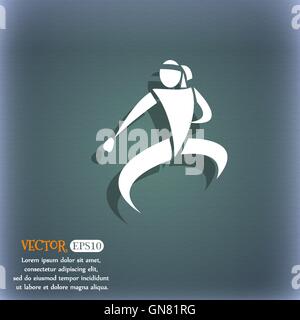 Karate kick icon. On the blue-green abstract background with shadow and space for your text. Vector Stock Vector