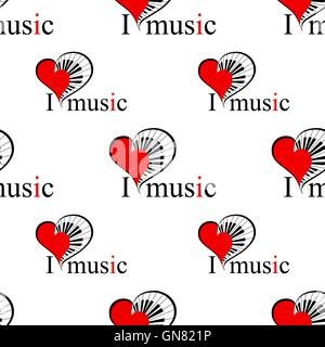 seamless patter with music heart. vector Stock Vector