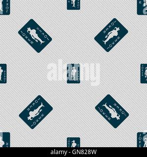 Single playing cards, Joker icon sign. Seamless pattern with geometric texture. Vector Stock Vector