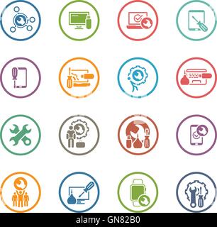 Repair Service and Maintenance Icons Set. Stock Vector