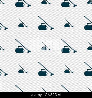 The stone for curling icon sign. Seamless pattern with geometric texture. Vector Stock Vector