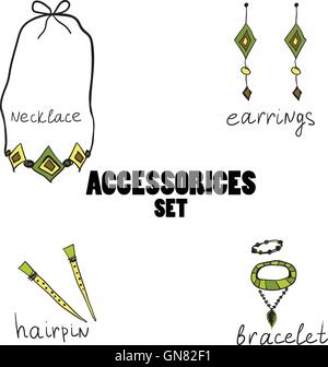 Womens accessories set hand drawing Royalty Free Vector