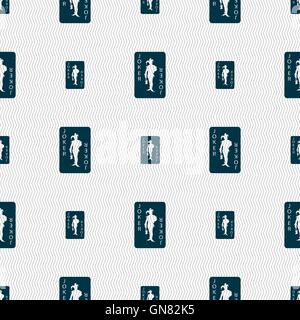 Single playing cards, Joker icon sign. Seamless pattern with geometric texture. Vector Stock Vector