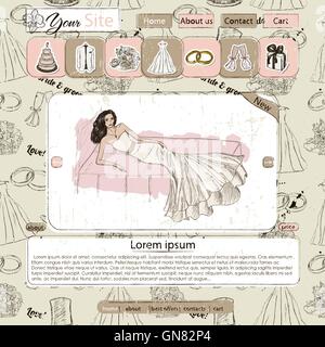 Website template with wedding elements Stock Vector