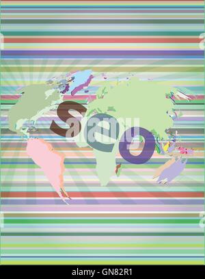 The word seo on digital screen, it concept vector illustration Stock Vector
