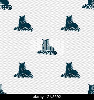 roller skate icon sign. Seamless pattern with geometric texture. Vector Stock Vector