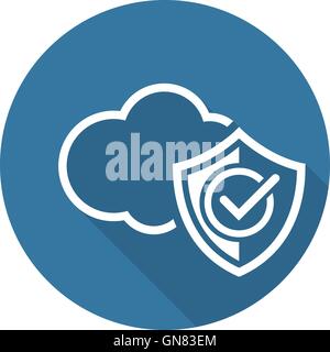 Cloud Security Icon. Flat Design. Stock Vector