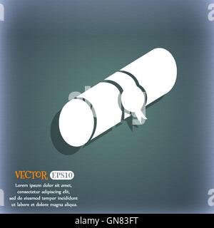 pencil case icon. On the blue-green abstract background with shadow and space for your text. Vector Stock Vector
