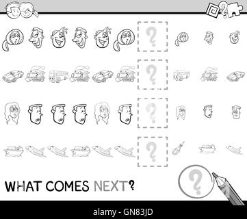 pattern task with cartoon objects coloring page Stock Vector Image ...