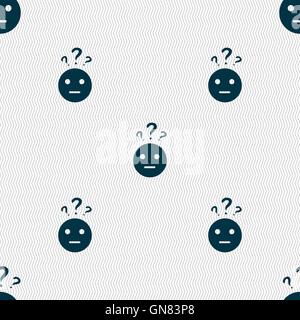 question mark and man, incomprehension icon sign. Seamless pattern with geometric texture. Vector Stock Vector