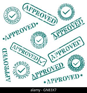 A set of stamps approved, vector illustration. Stock Vector