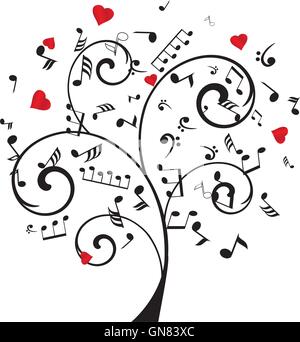 vector music notes tree Stock Vector