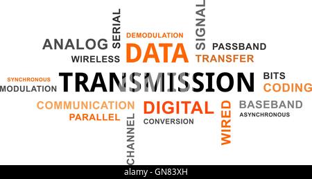 word cloud - data transmission Stock Vector