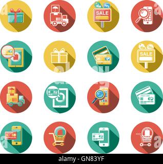 Business and Sales Flat Icons Set Stock Vector