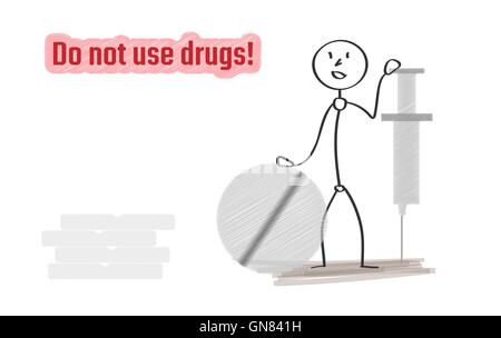 man with injection and pills Stock Vector