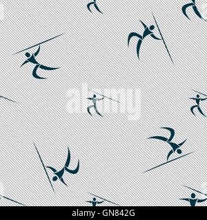 Summer sports, Javelin throw icon sign. Seamless pattern with geometric texture. Vector Stock Vector