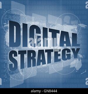 digital strategy word on digital touch screen vector illustration Stock Vector