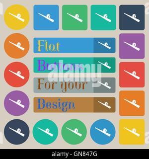 Baseball icon sign. Set of twenty colored flat, round, square and rectangular buttons. Vector Stock Vector