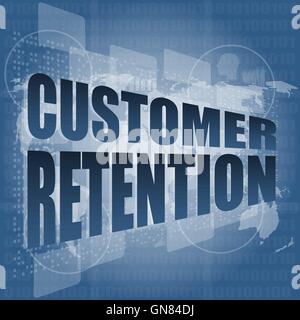 customer retention word on business digital screen vector illustration Stock Vector