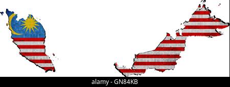 Malaysia map with flag inside Stock Vector