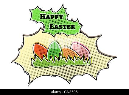 collection of color eggs in grass Stock Vector