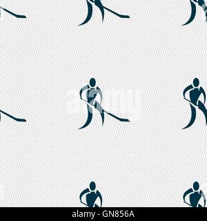 Winter sport, Hockey  icon sign. Seamless pattern with geometric texture. Vector Stock Vector