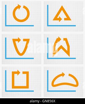 six charts with arrow Stock Vector