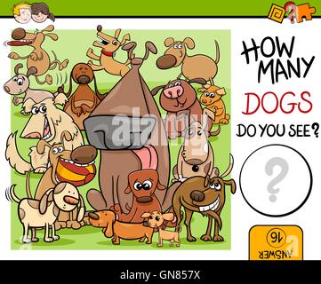 how many cartoon dogs counting game coloring page Stock Vector Image ...