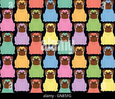 Funny colored dogs. Seamless background Stock Vector