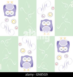 Cute owl seamless background vector background Stock Vector