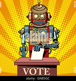 Robot the voter vote on election day Stock Vector