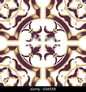Portuguese tiles seamless pattern. Vintage background - Victorian Stock Vector