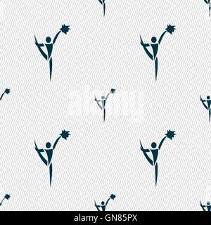 cheerleader icon sign. Seamless pattern on a gray background. Vector ...