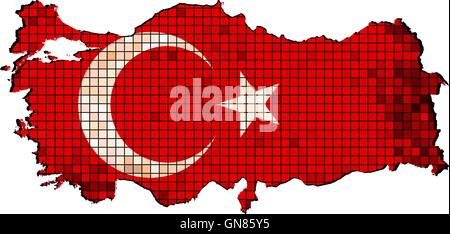 Turkey map with flag inside Stock Vector
