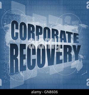 corporate recovery word on business digital screen vector illustration Stock Vector
