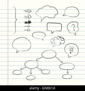 Vector collection of hand drawn doodle style speech bubbles and arrows Stock Vector