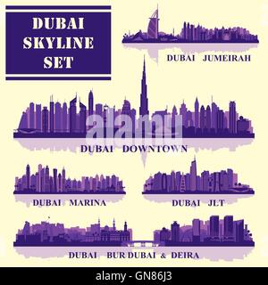 Set of Dubai districts Stock Vector