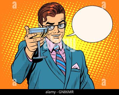 cheers man drinks alcohol cocktail party Stock Vector