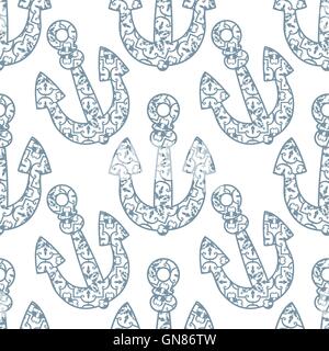 Traditionall portuguese anchor and azulejo tiles background. Vec Stock Vector