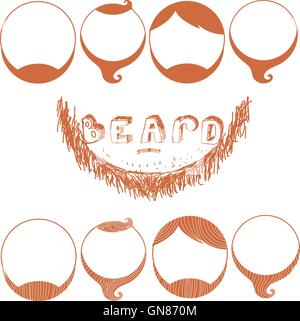 Vector Set of Beard Silhouettes. Types of Beards. Stock Vector