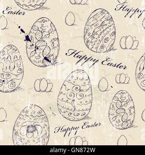 Vintage seamless texture with easter eggs. Stock Vector