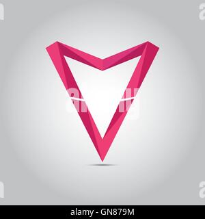 logo V heart pink diamond Stock Vector