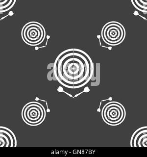 darts icon sign. Seamless pattern on a gray background. Vector Stock Vector