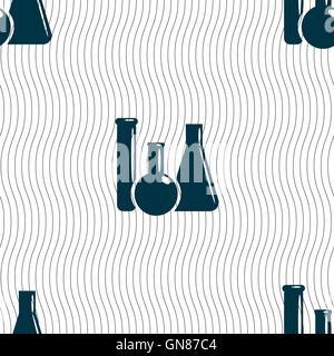 laboratory glass, chemistry icon sign. Seamless pattern with geometric texture. Vector Stock Vector